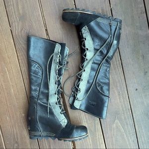 Sorel Cate the Great Tall Wedge Boots - Charcoal/Black